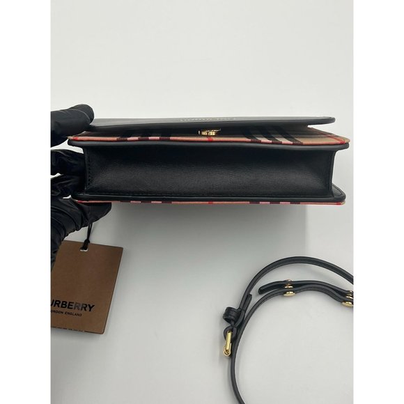 Burberry Hampshire Canvas Compact Leather Check Pattern Shoulder/Crossbody Bag - Picture 5 of 13